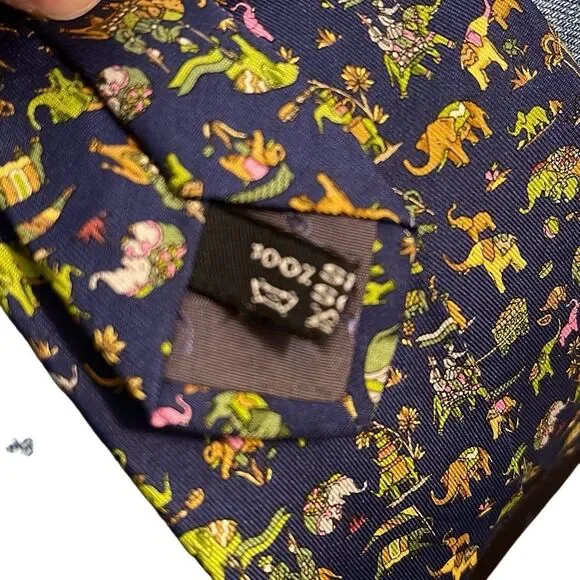 Salvatore Ferragamo Blue Elephant Silk Tie - Picture 6 of 7